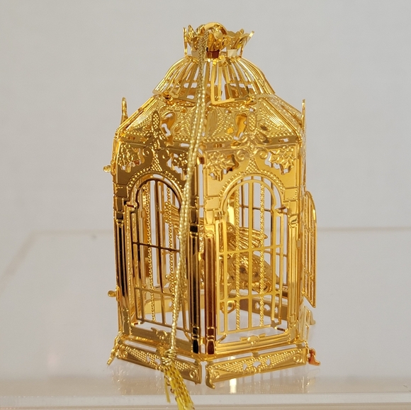 Danbury Mint 2006 Festive Bird Cage Christmas Ornament Gold Plated Collection - Picture 9 of 11